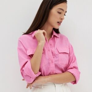 60. Pink Linen Oversized Super Comfy Shirt
